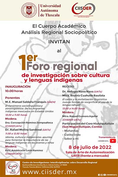 20220708 primer foro regional de investigación sobre cultura y lenguas indígenas
