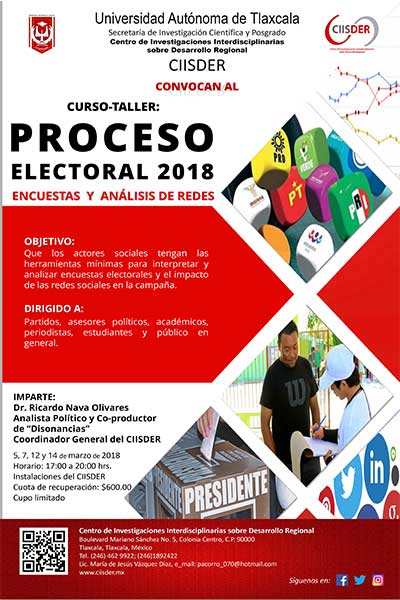 ciisder cartel curso taller proceso electoral 2018 encuestas y analisis de redes