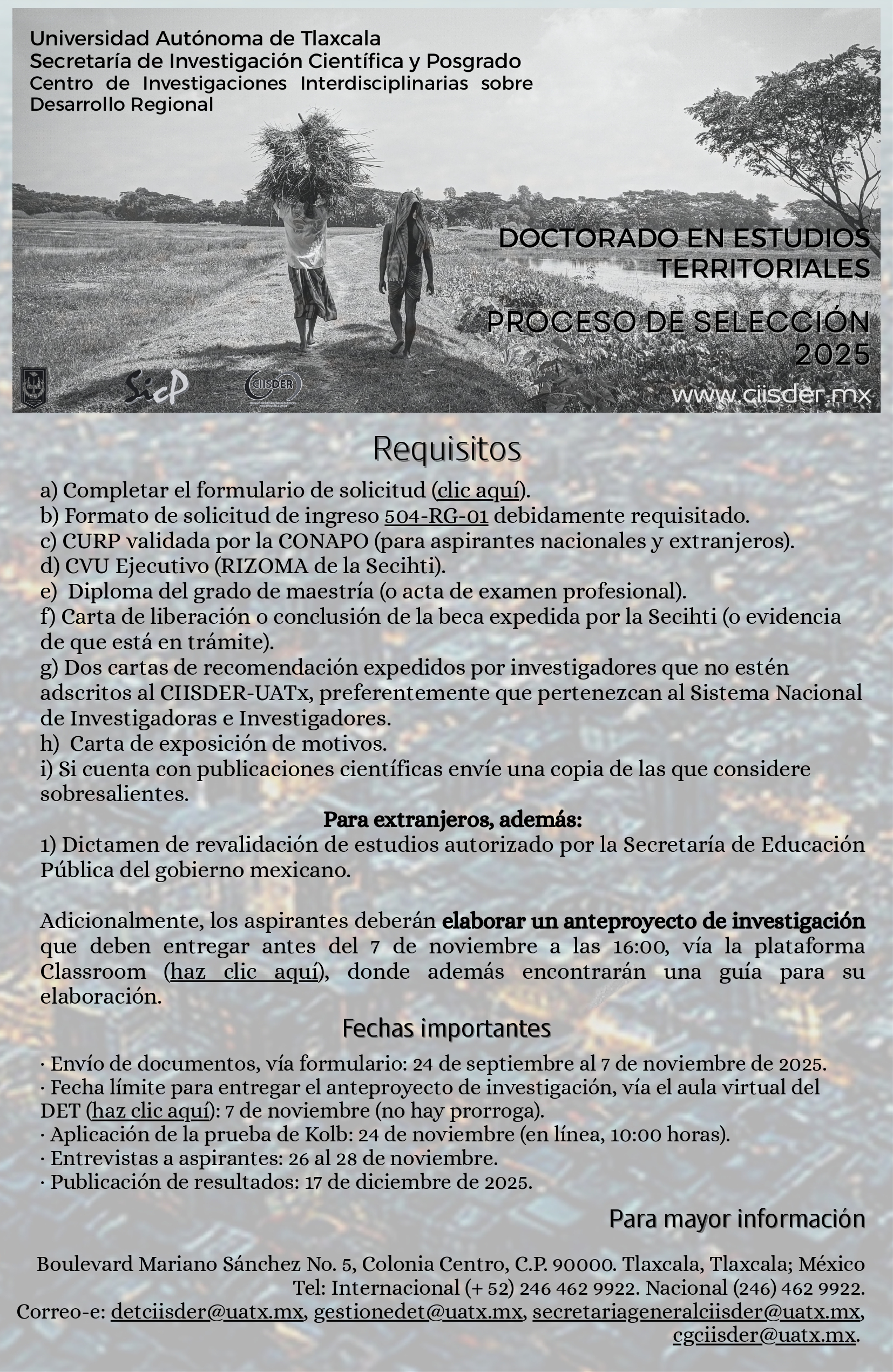 ciisder convocatoria doctorado en estudios territoriales promoción 2021