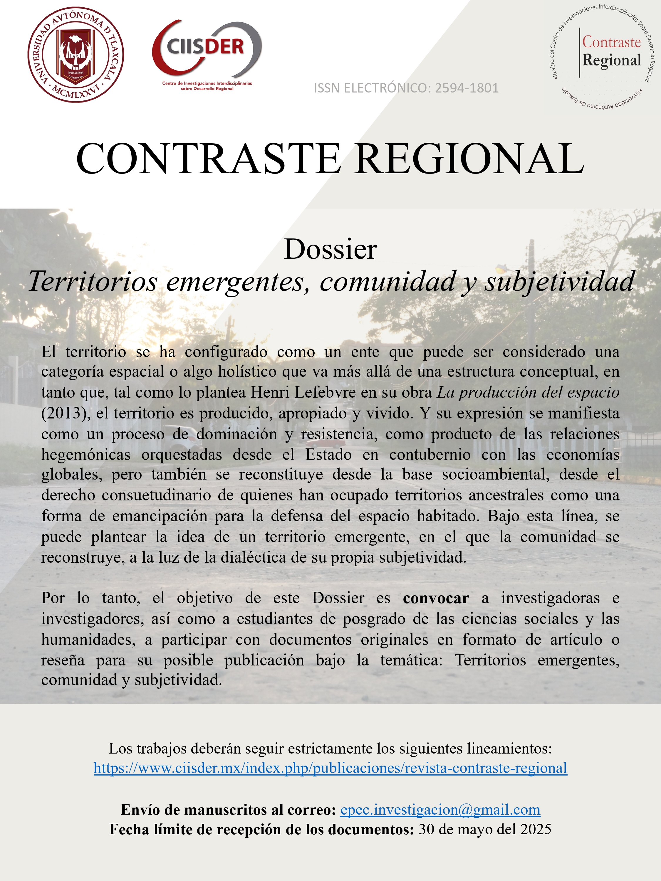 convocatoria revista contraste regional 2021 otoño